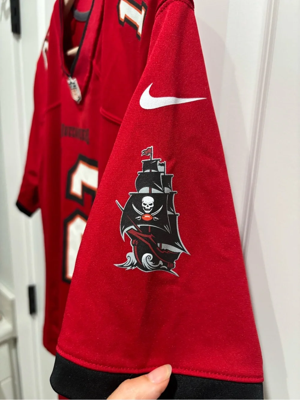 NFL Red On-Field Nike Football Jersey Collar Label